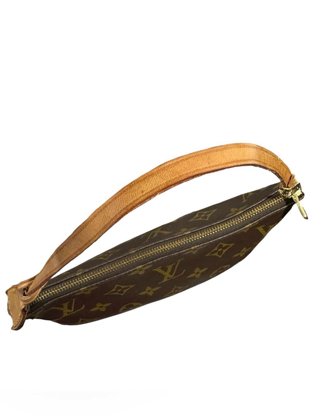 Louis Vuitton Brown Monogram Canvas Pochette with Tan Strap - Picture 4 of 15
